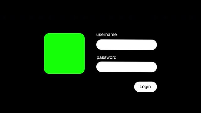 Login Interface animation with green screen profile