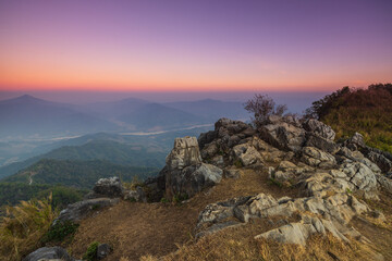 Landscape  Mekong river in border  of  Thailand and Laos, Doy-pha-tang, Chiang Rai province Thailand.
