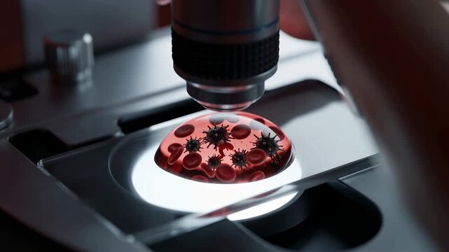 Microscopic examination of a specimen slide with clear details visible through the lens of an optical microscope.