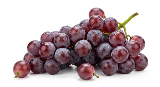 Fresh grapes in a ripe bunch, showing smooth skin and juicy texture. A popular fruit enjoyed fresh or processed into juice, raisins, and wine, symbolizing freshness and abundance.
