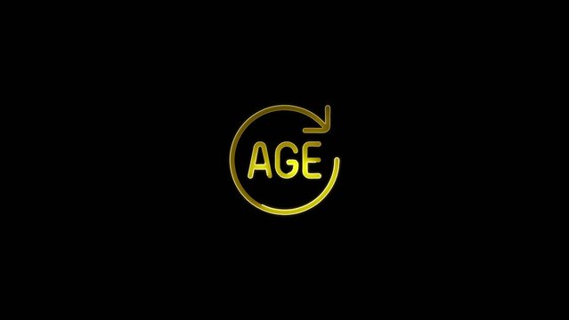 Golden circular arrow with the word AGE in the center on a dark Generate title without using the word "Title:" before it. background circle