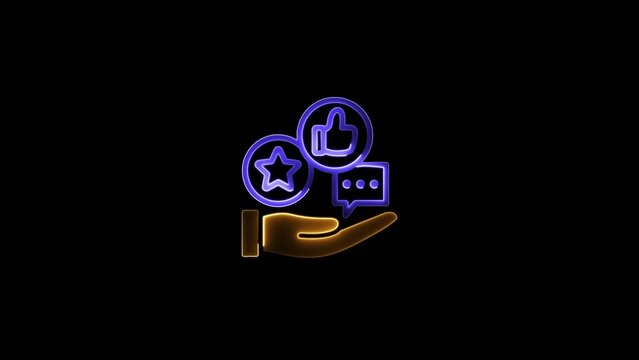 Golden hand holding blue thumbsup star and speech bubble on a dark Generate title without using the word "Title:" before it. background