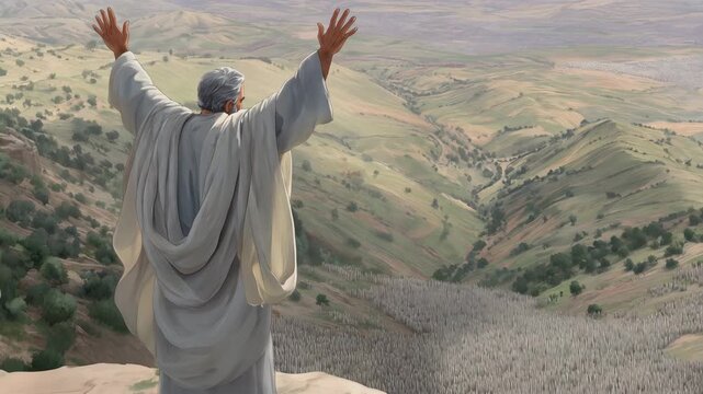 Balaam Stood on a Cliff, Raised his Hands, Blessed Israel, and Prophesied Over Them