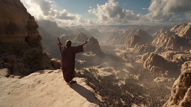 Balaam Stood on a Cliff, Raised his Hands, Blessed Israel, and Prophesied Over Them