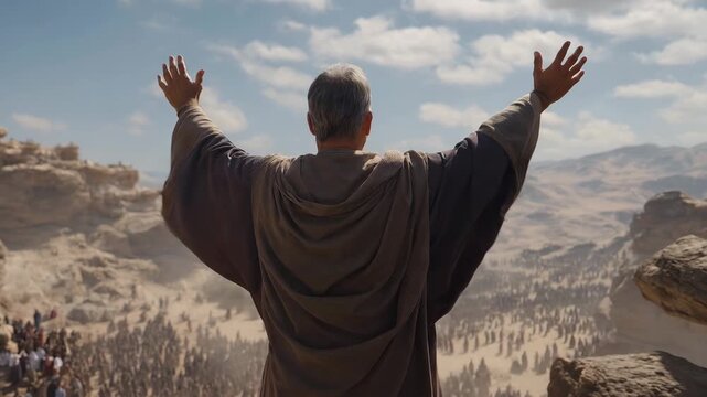 Balaam Stood on a Cliff, Raised his Hands, Blessed Israel, and Prophesied Over Them