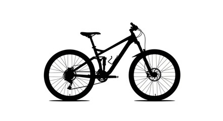 Fototapeta premium Mountain Bike Silhouette on White Background.