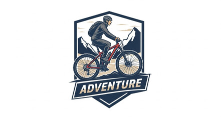 Obraz premium Mountain Biker Adventure Logo Design.