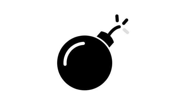 Animated bomb icon with burning fuse loop