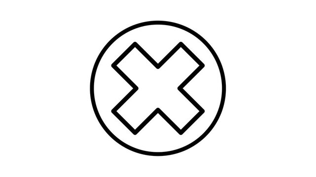 Hand-drawn animated cross mark icon loop