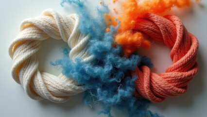 Circular fashion: clothing fibers breaking down and reforming into new garments, textile recycling fashion waste