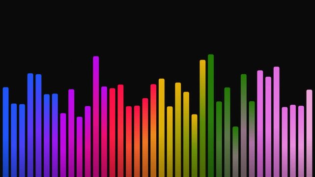 Abstract colorful equalizer background with vibrant lines forming a dynamic business graph and digital sound wave design