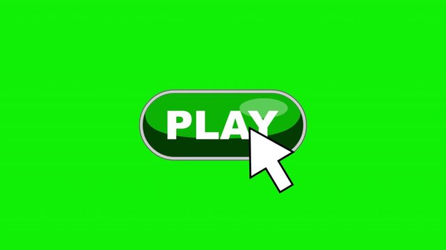Play Button Click With Cursor Changing To Red Active State &ndash; 4K Animation Video Motion Graphics With Chroma Key Green Screen Background