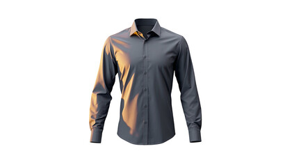 Realistic, isolated gray formal shirt with light highlighting texture
