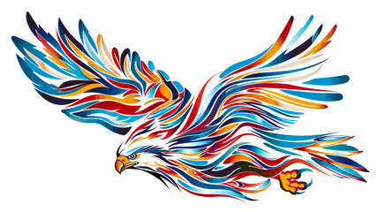 Obraz premium Colorful eagle soaring with open wings isolated on white background