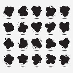 Black Heart Cloud Shape Silhouette Clipart, Love Heart Solid Icon Collection, Cloud Speech Bubble Illustration Vector, Abstract Shape Black Fill Design Art, Heart Cloud Graphic Element Set Bundle, Dec