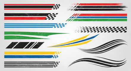 Racing Stripes and Chequered Flags Graphic Elements.
