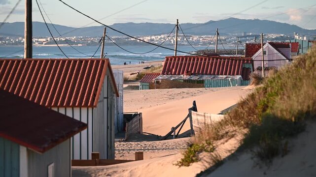 Beach houses and dunes along Atlantic coastline