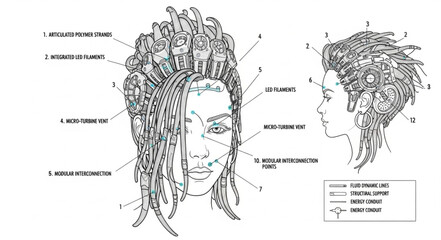 Detailed Anatomical Illustration of a Human Head and Face.
