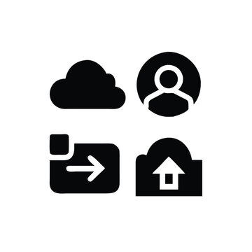 SaaS product silhouette icons including cloud app and subscription Vector illustration