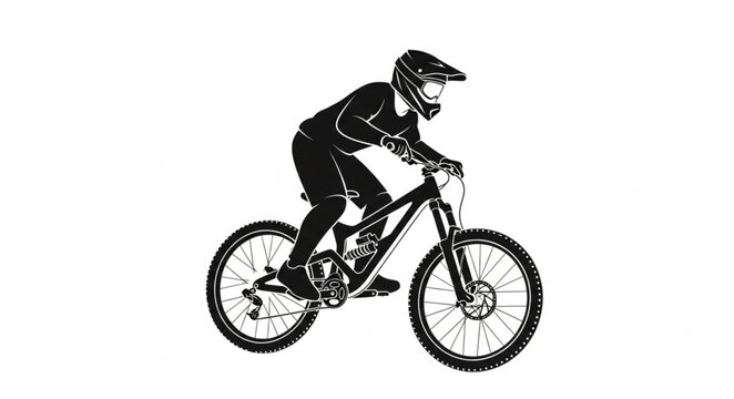 Mountain Biker in Action Silhouette.