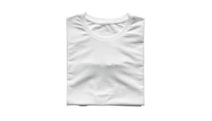 A neatly folded white t-shirt on a black background