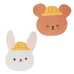 유치원 곰 토끼 캐릭터 얼굴 수채화 © 설현 박