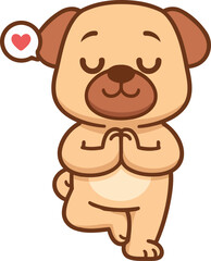 This charming dog in a yoga pose conveys love and serenity, highlighted by the heart emoji, creating a sweet and calming atmosphere that's appealing to viewers.