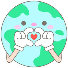 Happy Earth Character Making Heart Hand Sign for Earth Day Celebration