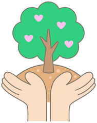 Cute Pastel Hands Holding Young Seedling for Earth Day Celebration