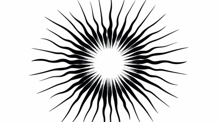 Obraz premium Abstract sunburst design in black and white against isolated white background