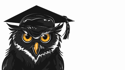 Obraz premium Wise owl with graduation cap education and knowledge concept illustration