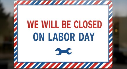 Obraz premium Sign indicating business closure on labor day