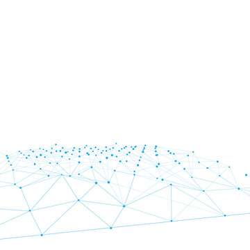 Abstract blue geometric network structure, digital data connectivity and neural link concept, isolated on transparent background