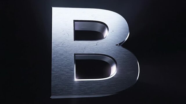 Metallic Letter B Dark Cinematic 3D Typography Animation