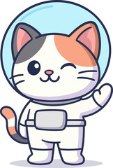 Obraz premium This charming illustration features a cute cat dressed as an astronaut, complete with a bubble helmet and playful expression, making it perfect for space-themed designs.