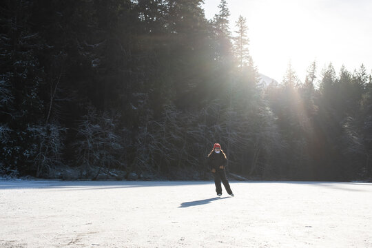 Outdoor Ice Skating in Cold Winter Weather