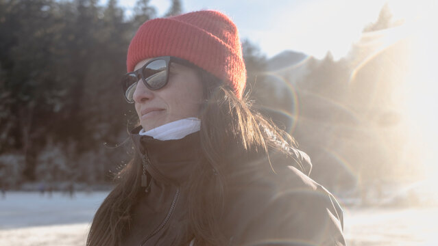 Figure Skater Practicing on Outdoor Ice