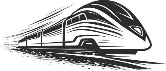 High-Speed Train Line Art, Modern Bullet Train Illustration. © NASRIN