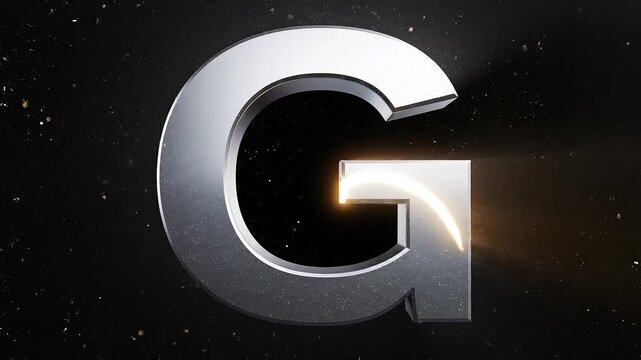 Metallic Letter G Dark Cinematic 3D Typography Animation
