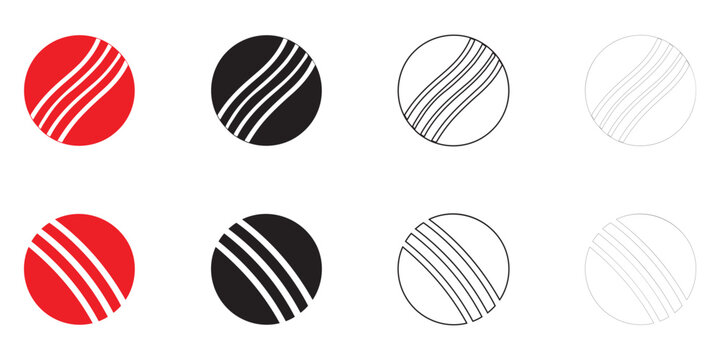 cricket ball icon vector, sports cricket ball symbol vector, silhouette and line art illustration