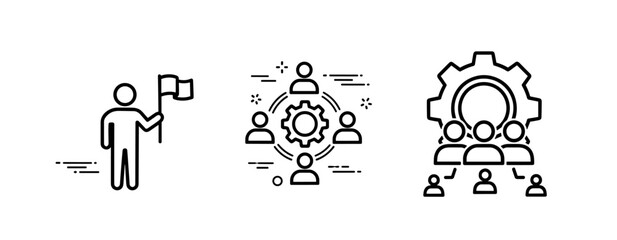 Obraz premium Teamwork and leadership icons depicting collaboration and organization