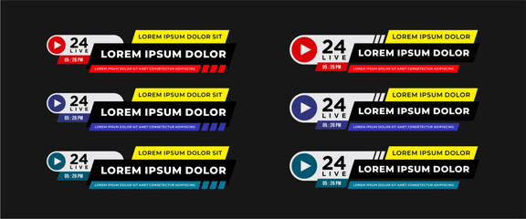 Naklejka premium Lower third news report header template in collection of three