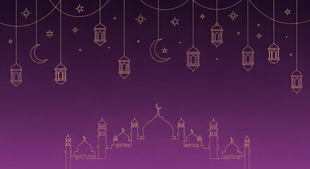Golden Line Art Ramadan Kareem Celebration Background