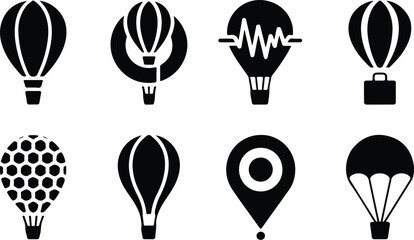 Hot Air Balloon Icon Vector Set Air Balloon Travel Adventure Icon Pack