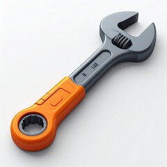 Obraz premium Modern adjustable wrench with orange handle on white background