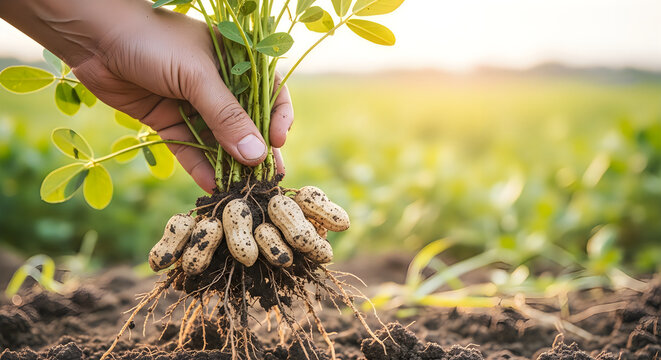 Harvesting fresh peanuts in the field with care and precision is a labor of love