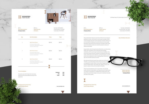 Brown And Black Invoice And Letterhead 