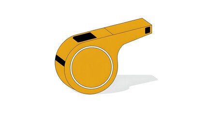 Vibrant yellow whistle with black accents on white background