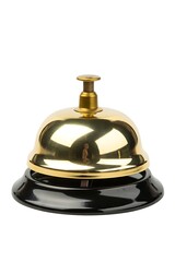 Shiny gold hotel bell with black base