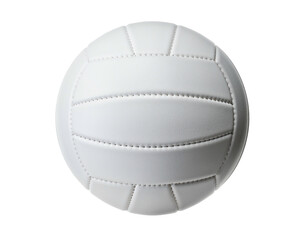 A pristine white volleyball against a solid black background
